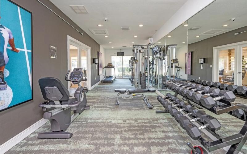 a gym with exercise equipment